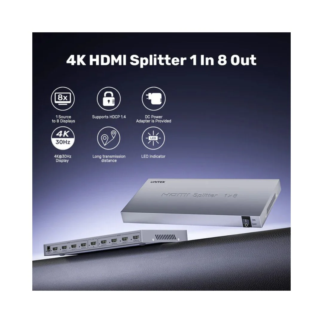 UNITEK 4K HDMI Splitter 1 In 8 Out V1132A01 - Image 3