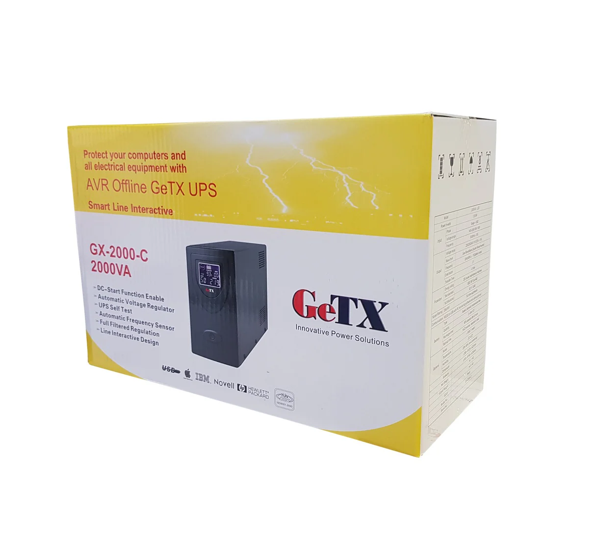 UPS GeTX GXK-2000-C (2000VA, 2KV) Line interactive , 12V9Ax2 Battery - Yellow Box - Image 6