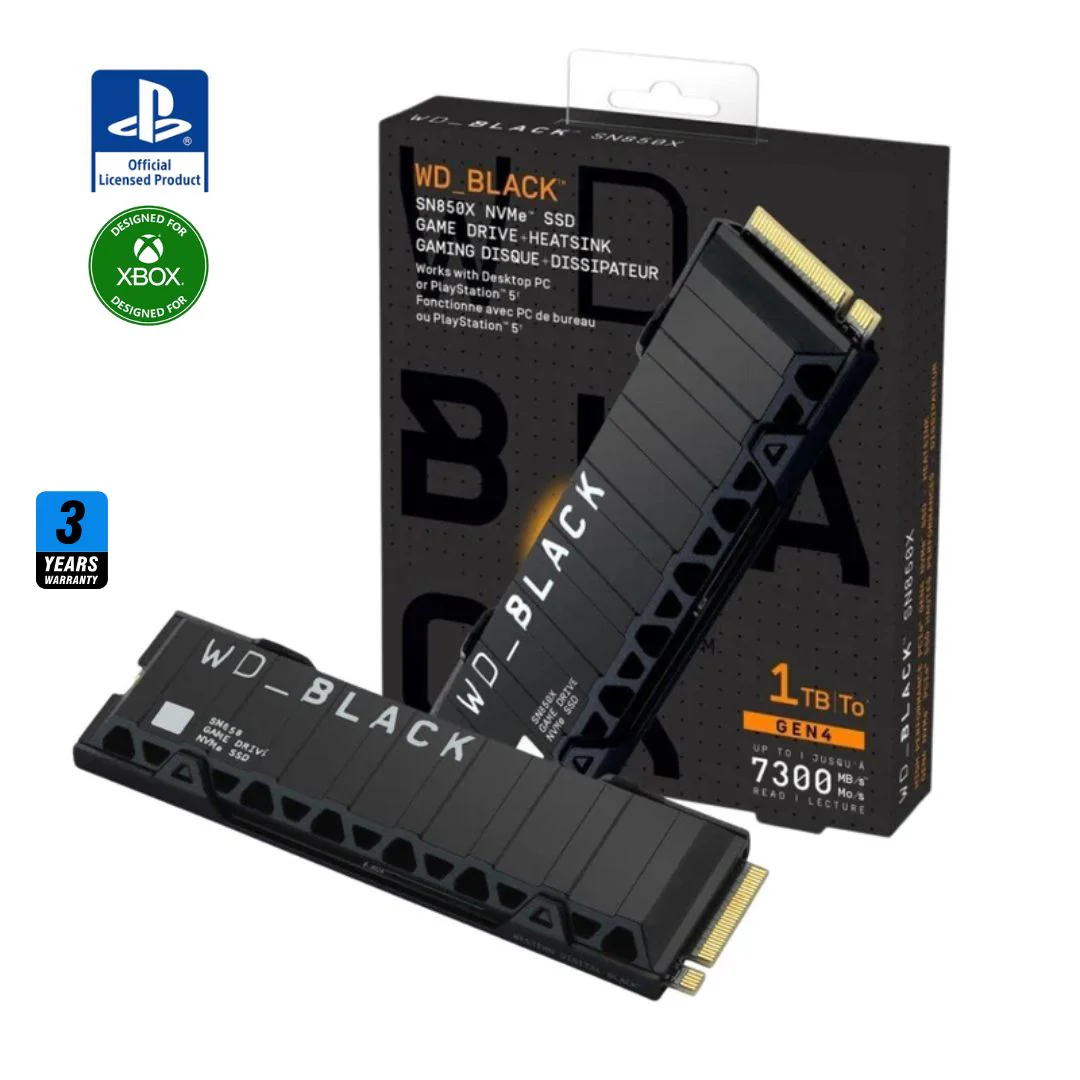 WD BLACK SN850 1TB with Heatsink , 7300MB/s M.2 NVME , PCIe 4.0
